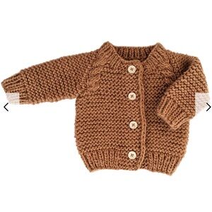 Huggalugs Pecan Garter Stitch Cardigan Sweater